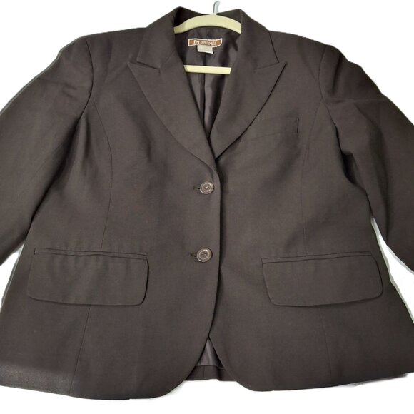 Michael Kors Womans Business Career Suit Blazer Jacket Sz 12 Matte Brown Fitted - Picture 7 of 16